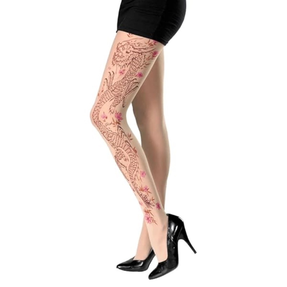 Disguise Dragon Patterned Pantyhose - NEW OSFM tattoo